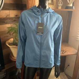 “ASICS” Blue Eggshell Colored Hooded Jacket NWT
